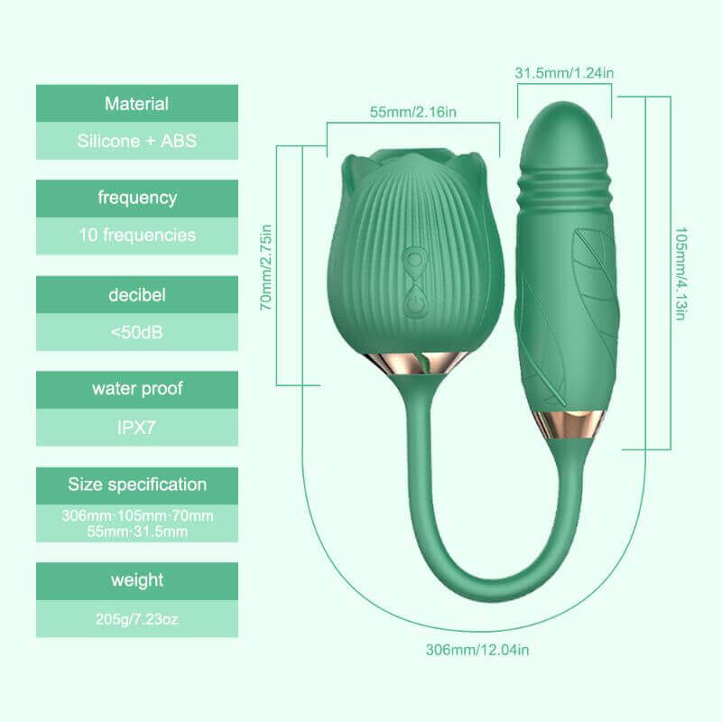 Green rose flower toy dimensions and product specifications guide