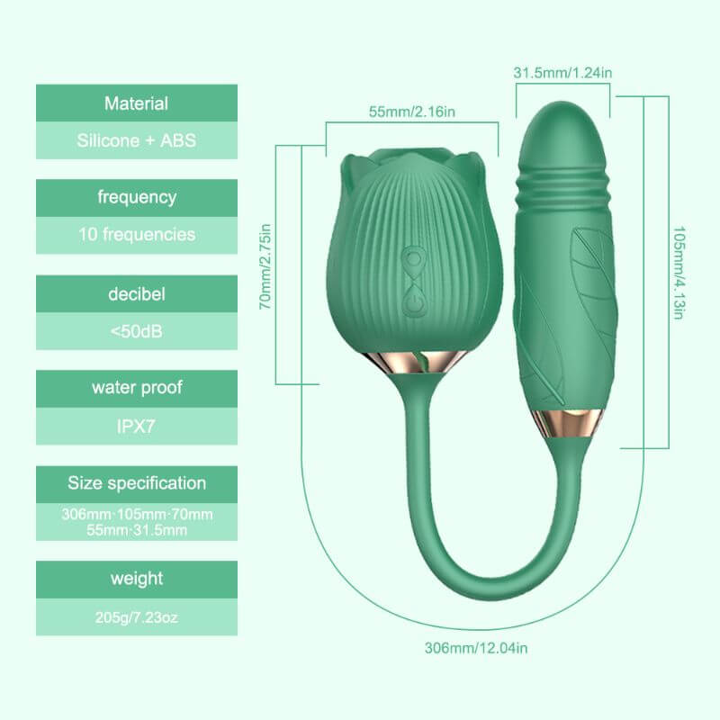 Green Rose Toy IPX7 10 modes vibrator
