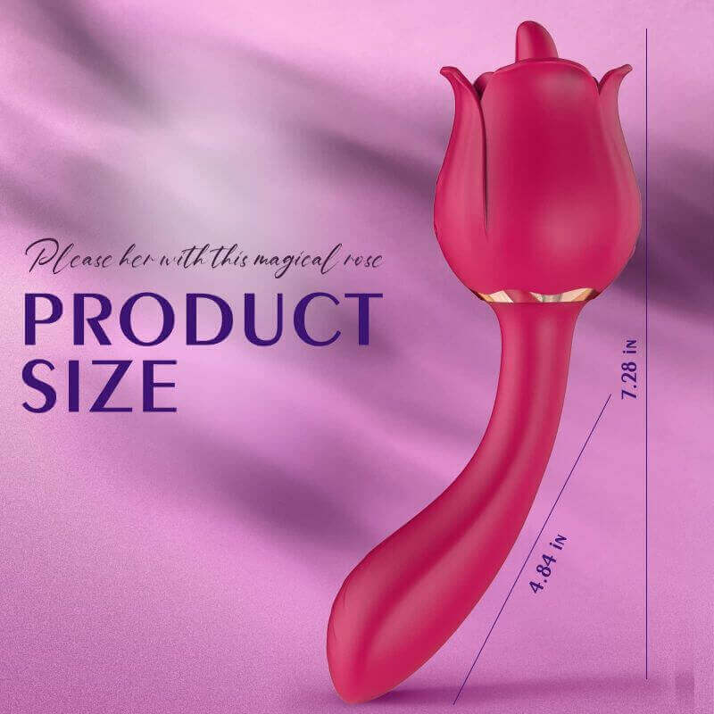 Ergonomic long stem rose toy vibrator product size chart