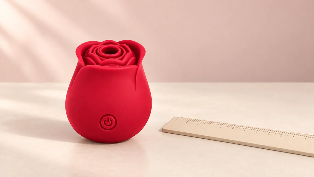 Roselle Classic rose toy beside a ruler