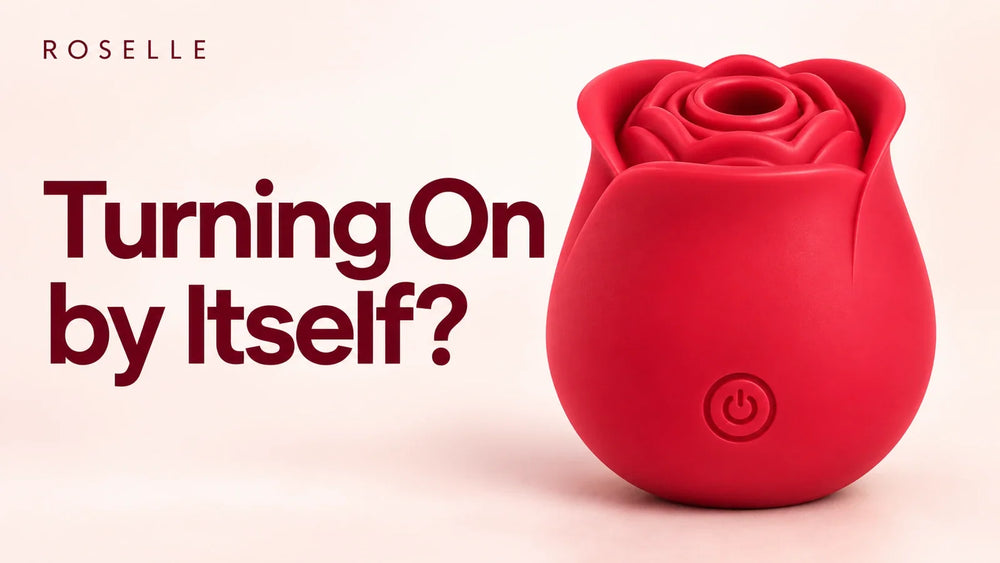 Roselle Classic rose toy beside the question Turning On by Itself, with its single front power button clearly visible.