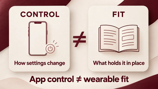 Control and fit comparison: how settings change versus what holds a device in place; app control is not wearable fit.