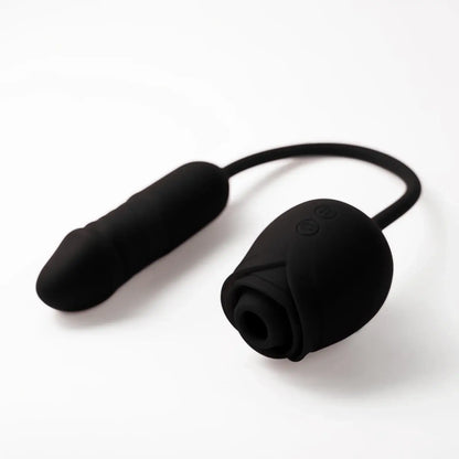 Waterproof black Rosemary tongue vibrating rose masturbator