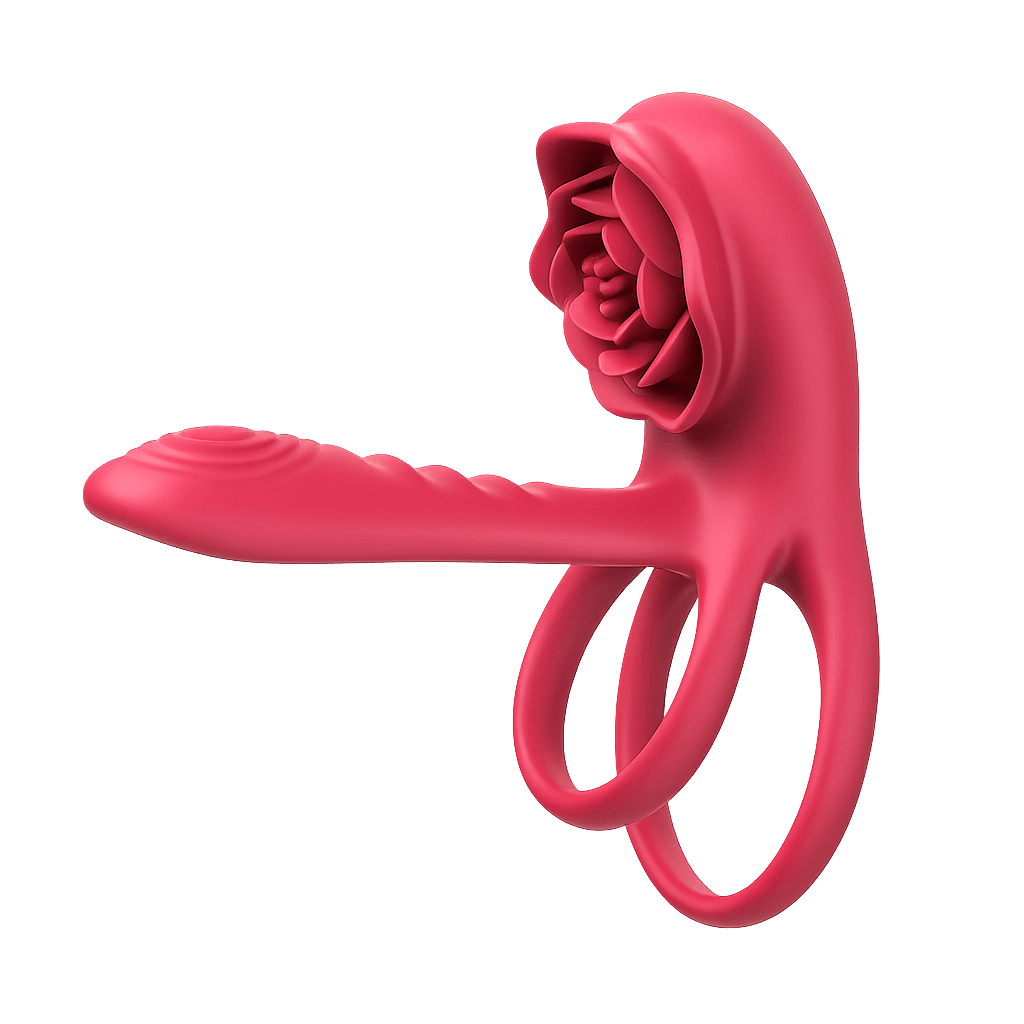 Dual romance standing doggy double penis rings rose toy for couples