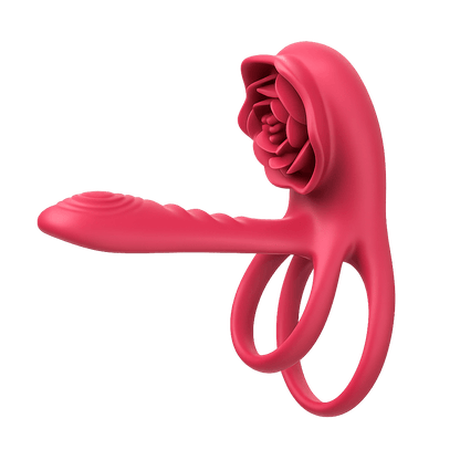 Dual romance standing doggy double penis rings rose toy for couples