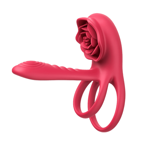 Dual romance standing doggy double penis rings rose toy for couples