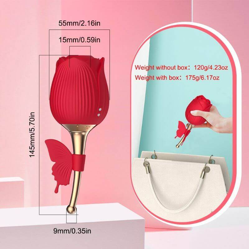 Butterfly Rose Toy Vibrator - 2 In 1 Rose Toy