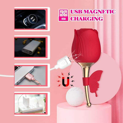 Butterfly Rose Toy Vibrator - 2 In 1 Rose Toy