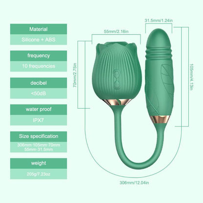 Green Rose Toy IPX7 10 modes vibrator