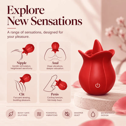 Roselle Kiss Tongue Vibrator stimulation modes and features