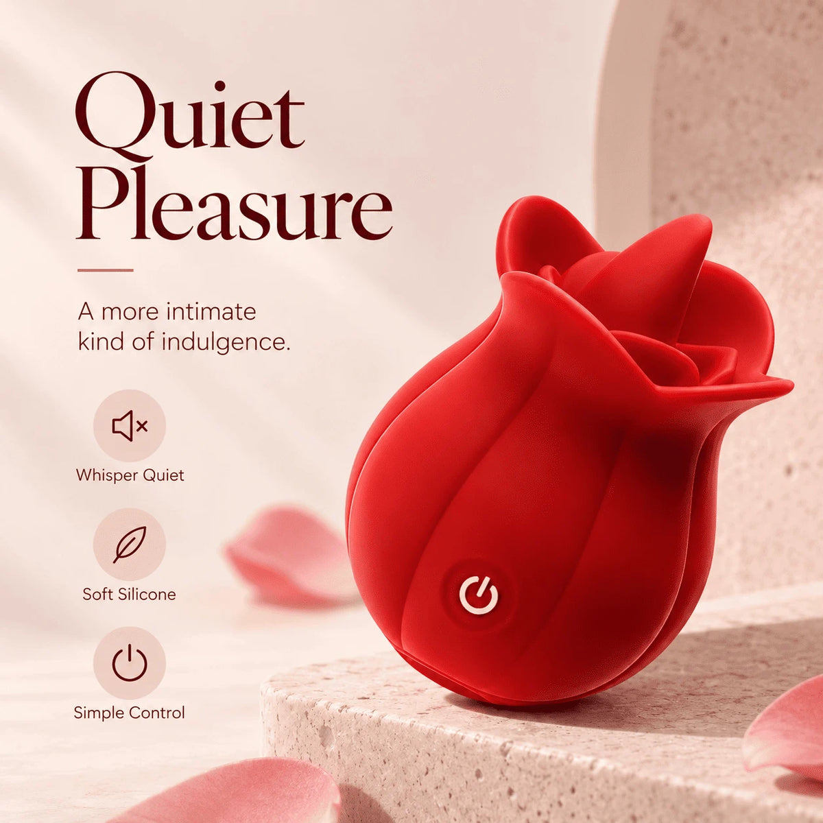 Roselle Kiss Tongue Vibrator designed for quiet use