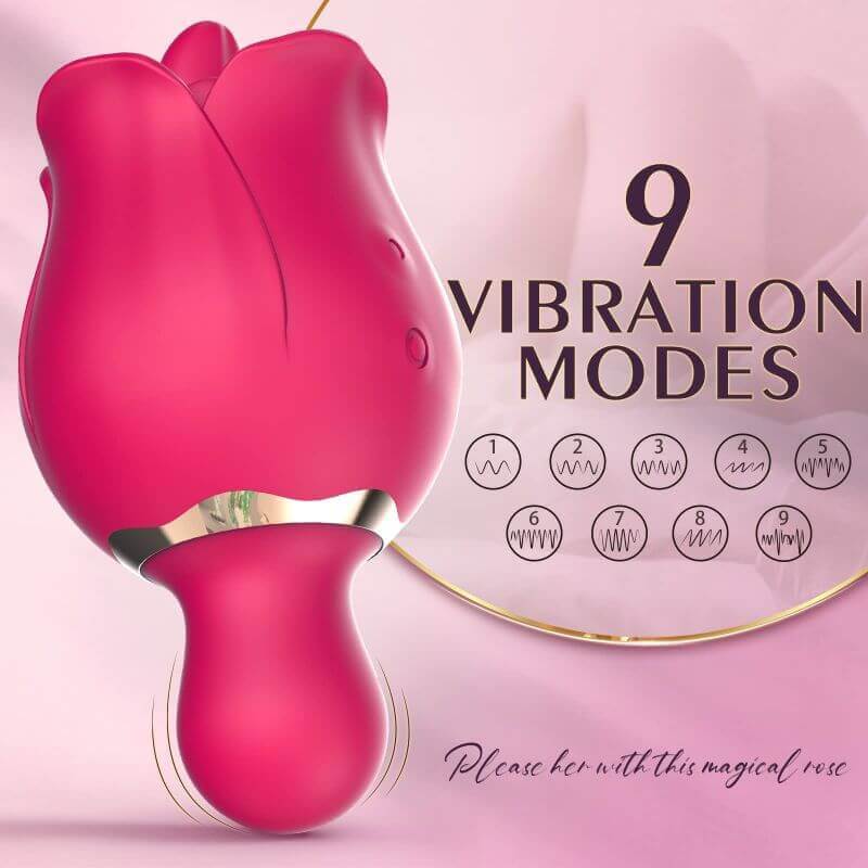 Rose Vibrator | Clitoral Tongue Licking Toy with 9 Modes