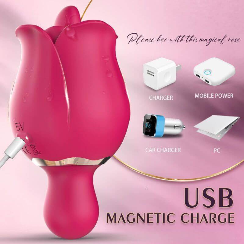 Rose Vibrator | Clitoral Tongue Licking Toy with 9 Modes