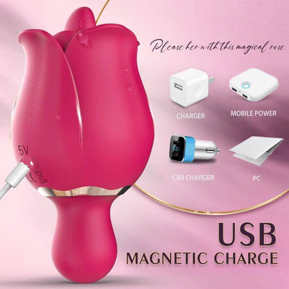 Rose Vibrator | Clitoral Tongue Licking Toy with 9 Modes